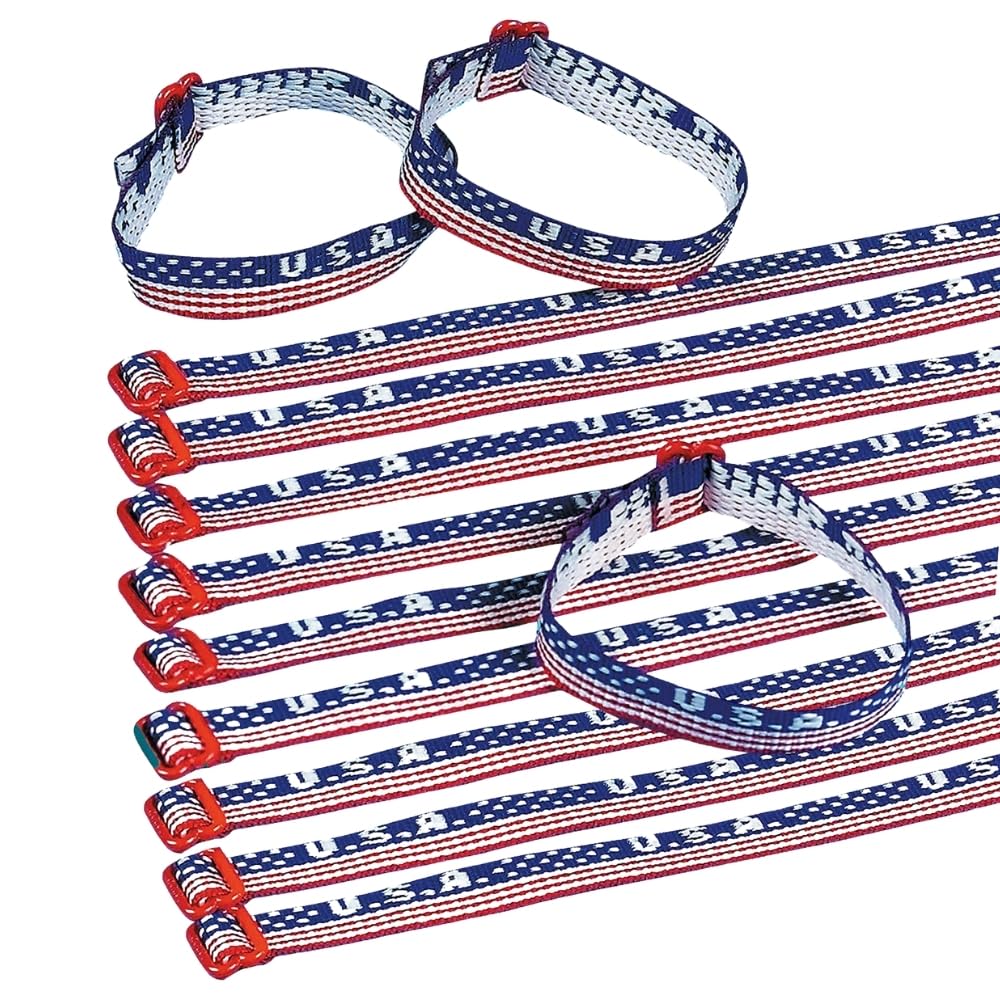 Fun Express USA Woven Friendship Bracelets for Fourth of July - Jewelry - Bracelets - Friendship Bracelets - Fourth of July - 12 Pieces