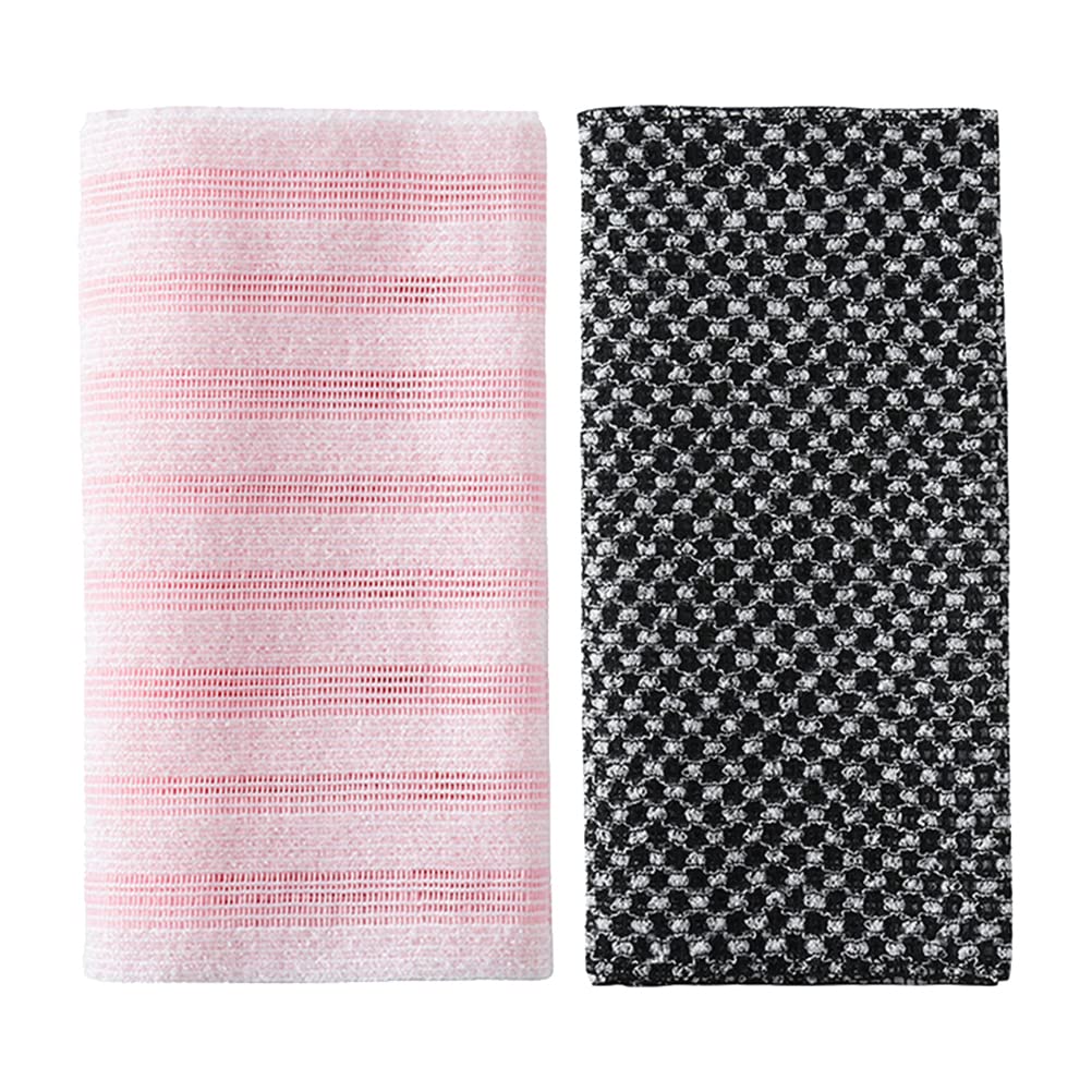 Produktbild von Japanisches Peeling-Handtuch Mit 2 Seiten – Sechseckige Fasern Für Gesicht & Körper, Extra Lang (Rosa)