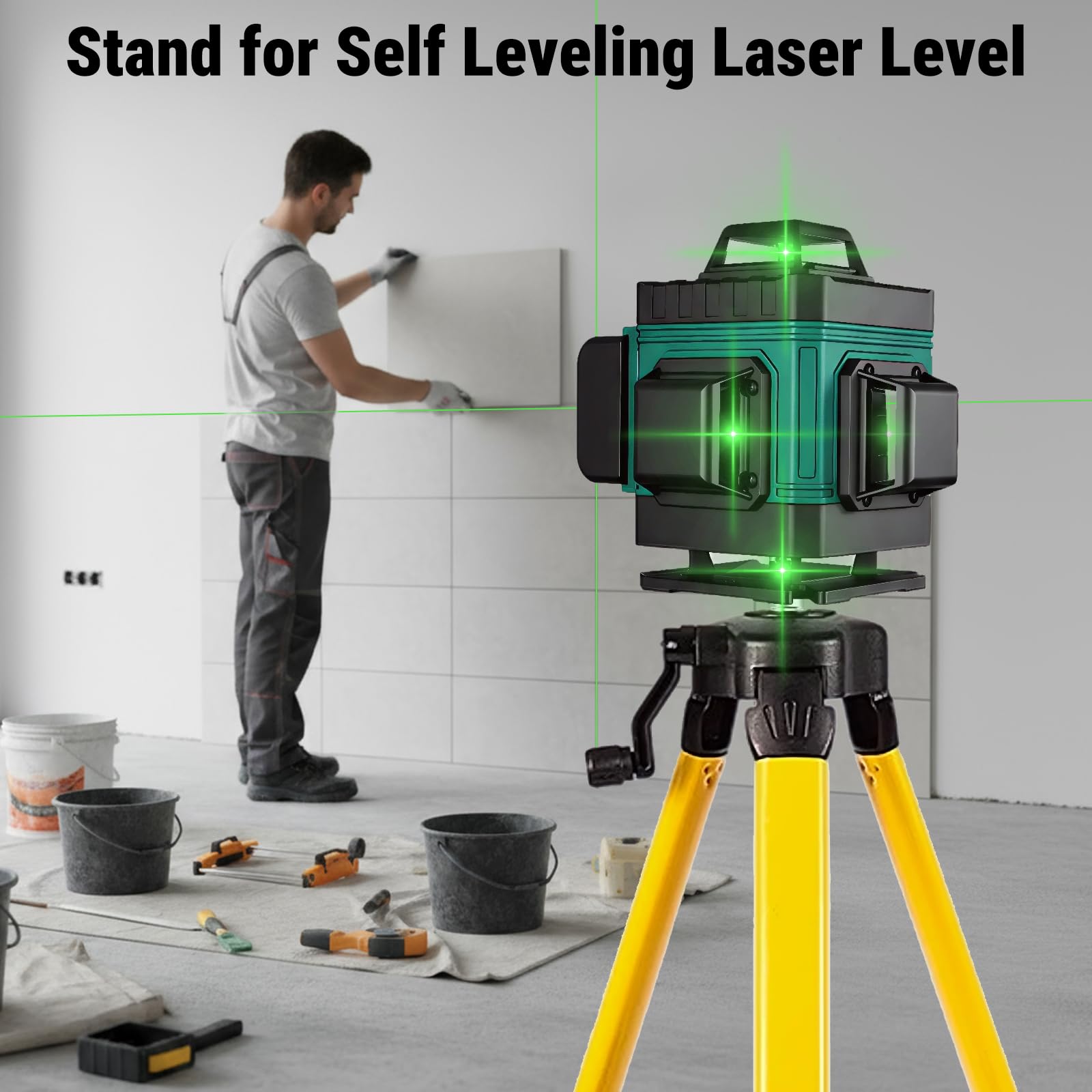 Trépied pour Niveau Laser, Support Réglable en Trois Sections, Trépieds Télescopique, 38 à 100cm de Hauteur, Filetage 5/8" pour les Appareils de Nivellement