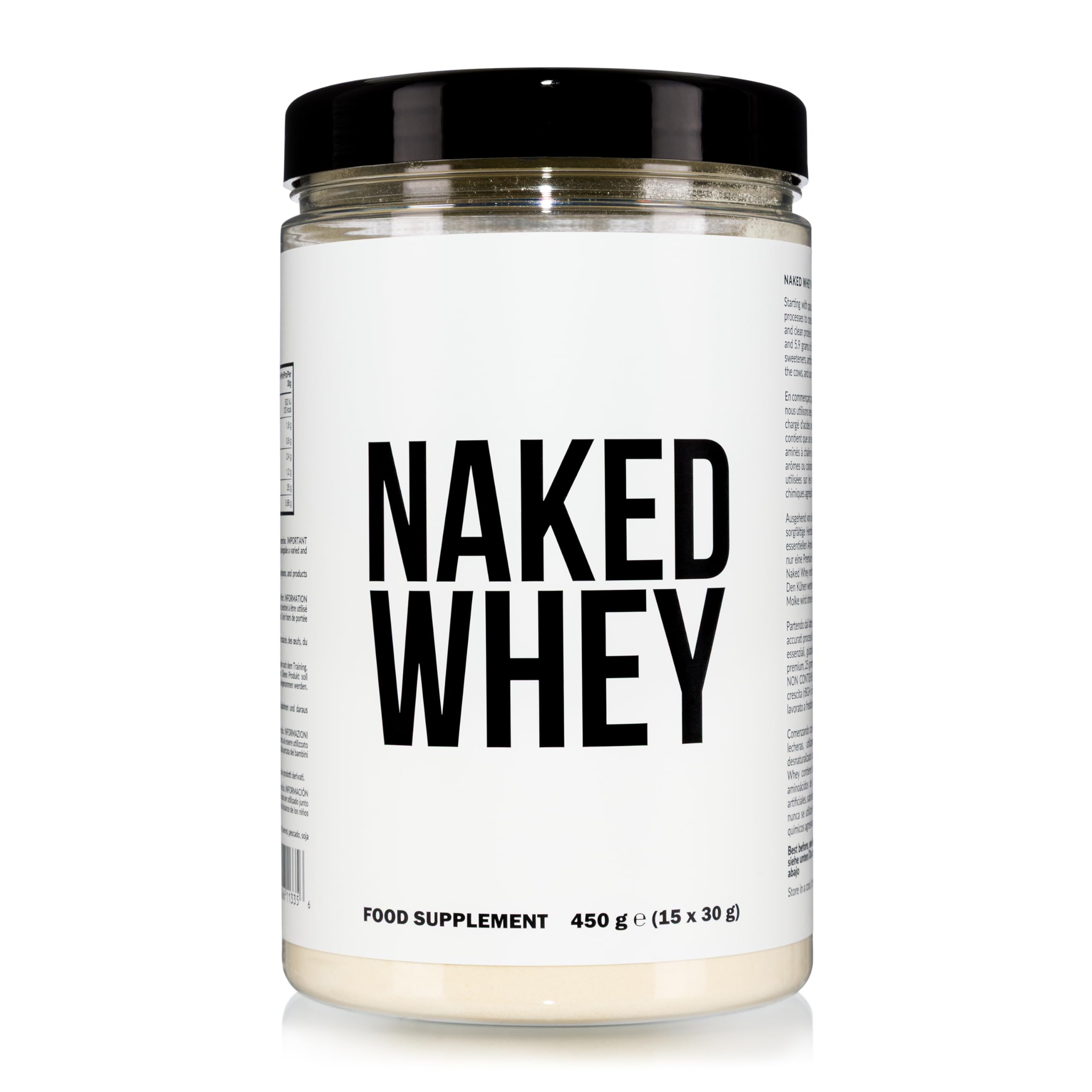 Naked Whey Protein Supplement Powder, Unflavored, GMO Free, Soy Free, Gluten Free Aid Muscle Growth and Recovery 450g