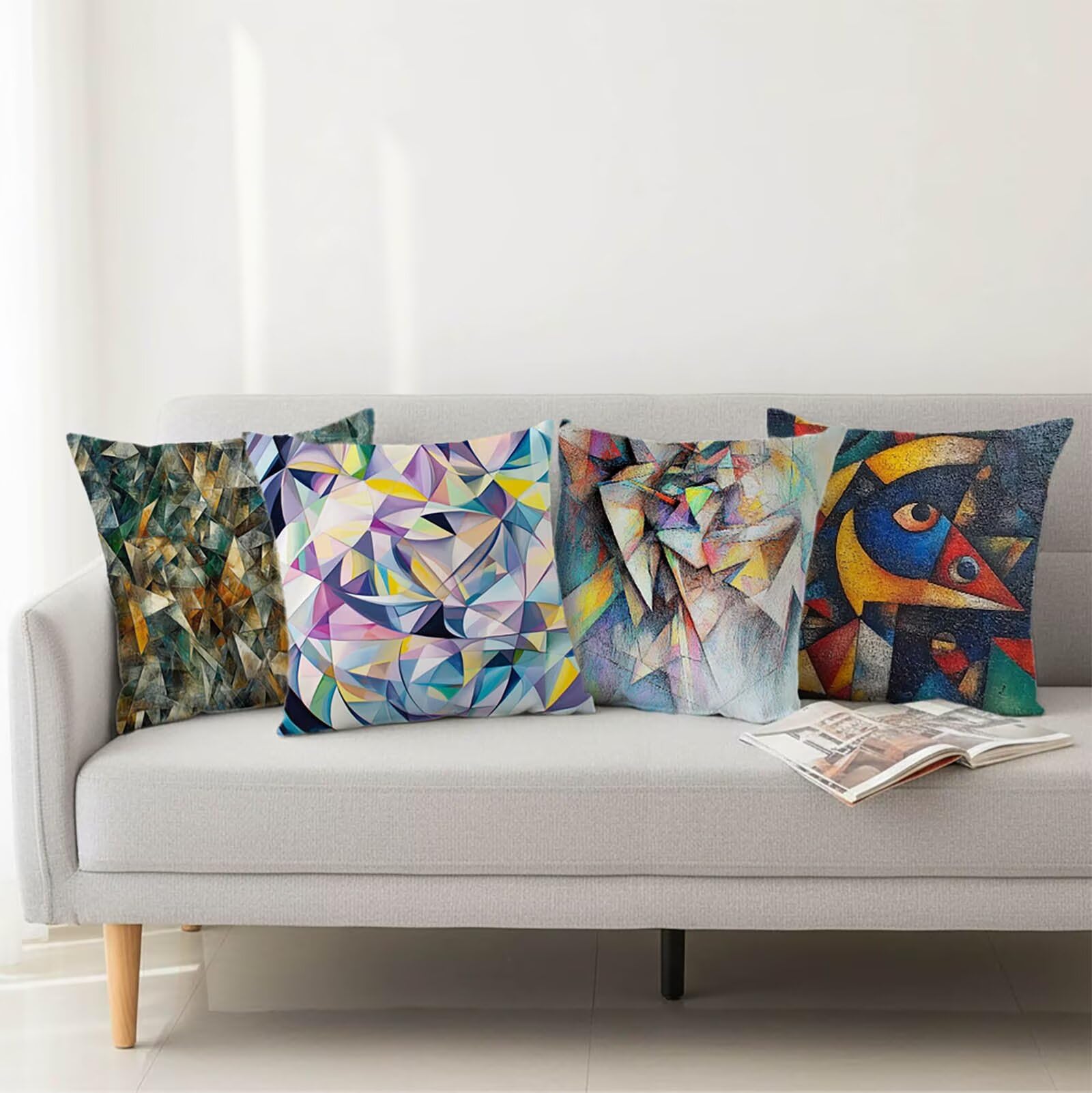 Kissenbezug 65 x 65 Outdoor Kissenbezug 65 x 65 CM Doppelseitiger Druck Marineblau Deko Sofakissen Bezug Abstrakt Kopfkissen Bezug für Frühling Sofa Bett Deko, Geschenke für Frauen (Samt) BZ-03315