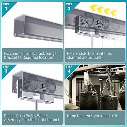 Miniatura 5 de Rodillo de carretilla de 4 ruedas ligero para uso con canales de puntal de 1-58 pulgadas de ancho o todos los canales de puntal de 1-58 pulgadas o