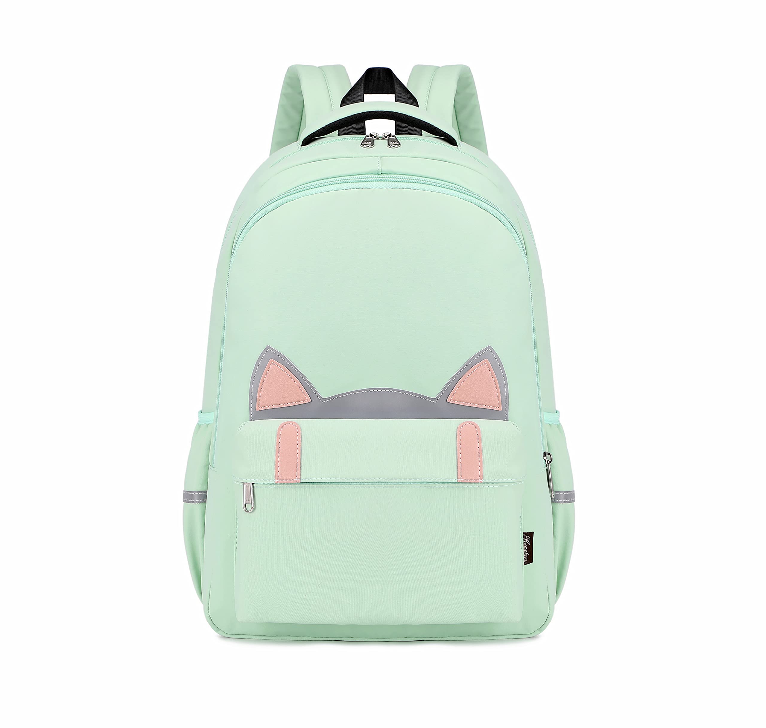 Acmebon Mochila de Gato Tipo Cartera Casual para Mujer Bolso de Libros Adorable para niña Adolescente Menta Verde