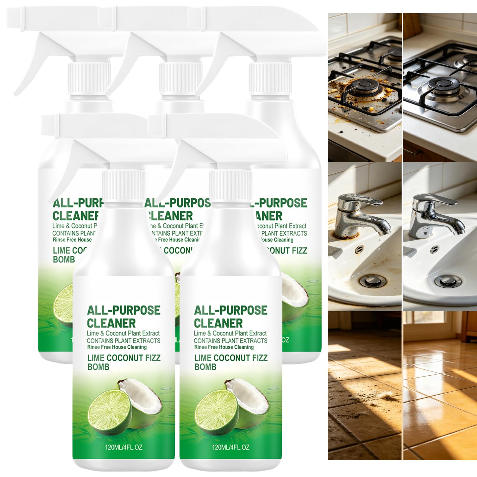 Limpiadores multiusos, limpiador de espuma, spray limpiador de grasa de cocina, tapicería de sofá, interior del coche, suelo de madera de Hadwood, limpieza de electrodomésticos (5PCS)