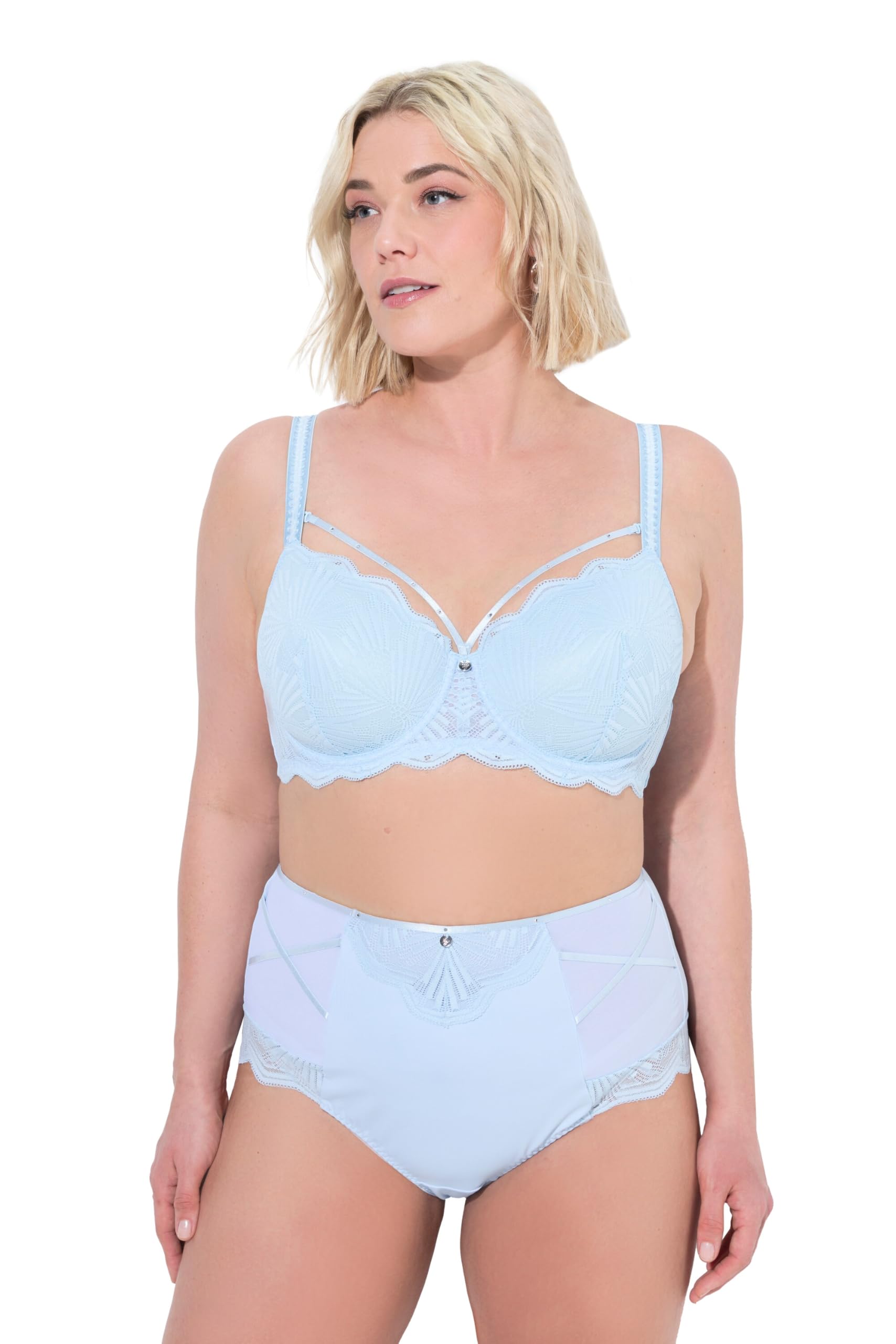 TruYou by Ulla Popken Sujetador con Aros, Cintas Decorativas extraíbles, Rellenos Blandos, Encaje 837936