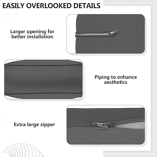 Miniatura 7 de Juego de 14 fundas de cojín impermeables para patio al aire libre, se adaptan a 6 asientos de mimbre de ratán seccional, fundas de repuesto para