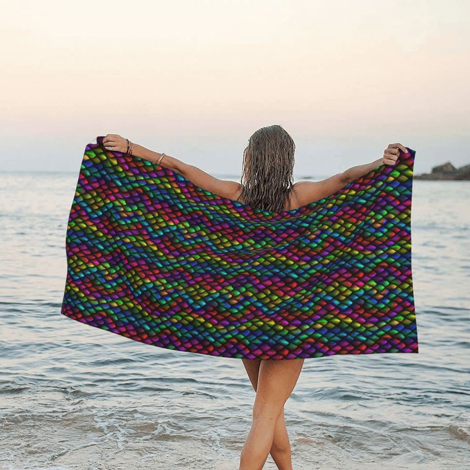 LSRCPD Dragon Scale Microfibre Towel Bath Towel Beach Towel,Print Soft Warm Absorbent Personalised Towel Quick Dry