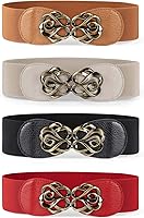 JASGOOD 4 Pack Vintage Stretchy Wide Waist Belts for Women Dresses - Elastic 2.36" Comfortable Cinch Belts