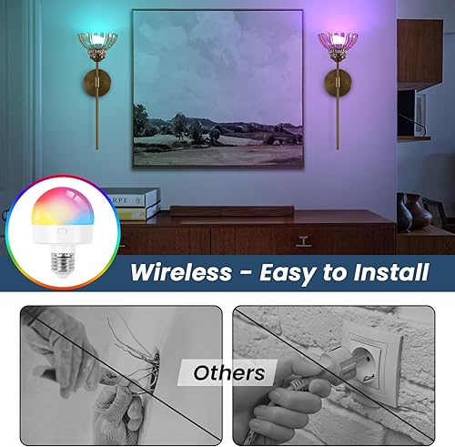 Miniatura 5 de Juego de 2 apliques de pared a pilas, lámpara de pared de tocador de baño de mediados de siglo con bombillas LED recargables, lámparas de pared LED