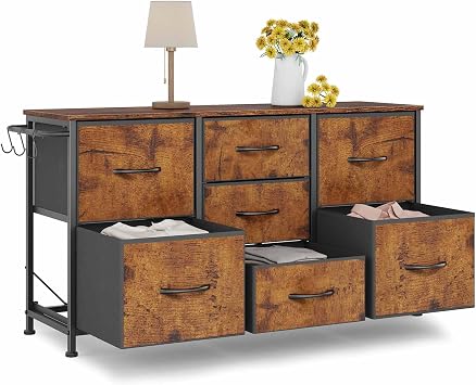 Dresser for Bedroom, 7 Fabric Drawers, Storage Organizer for Small Spaces