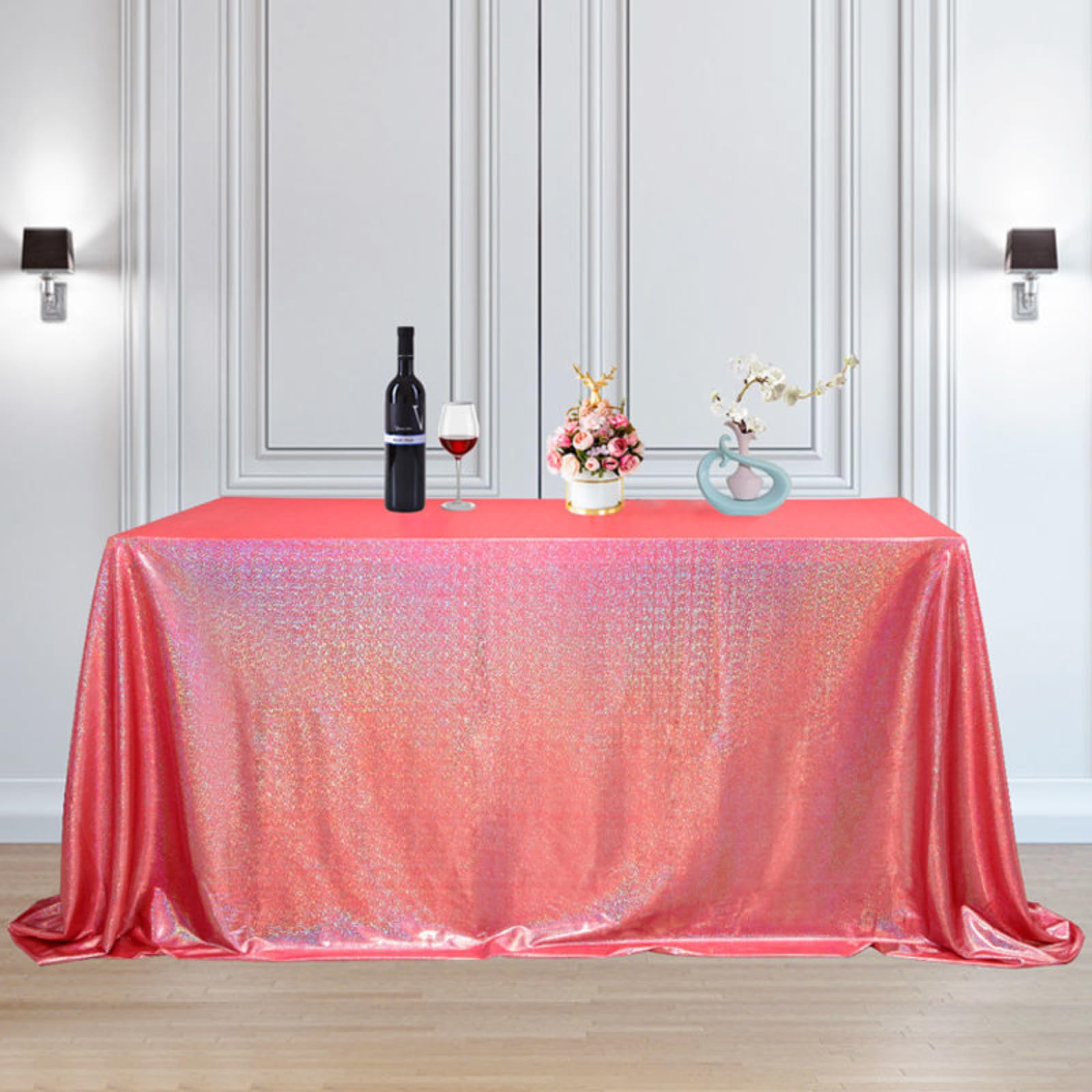 Nappes à dessert pour anniversaire, mariage, fête à thème, couleurs vives, réutilisable, nappe de réception, décoration (240 x 320 cm, rouge)