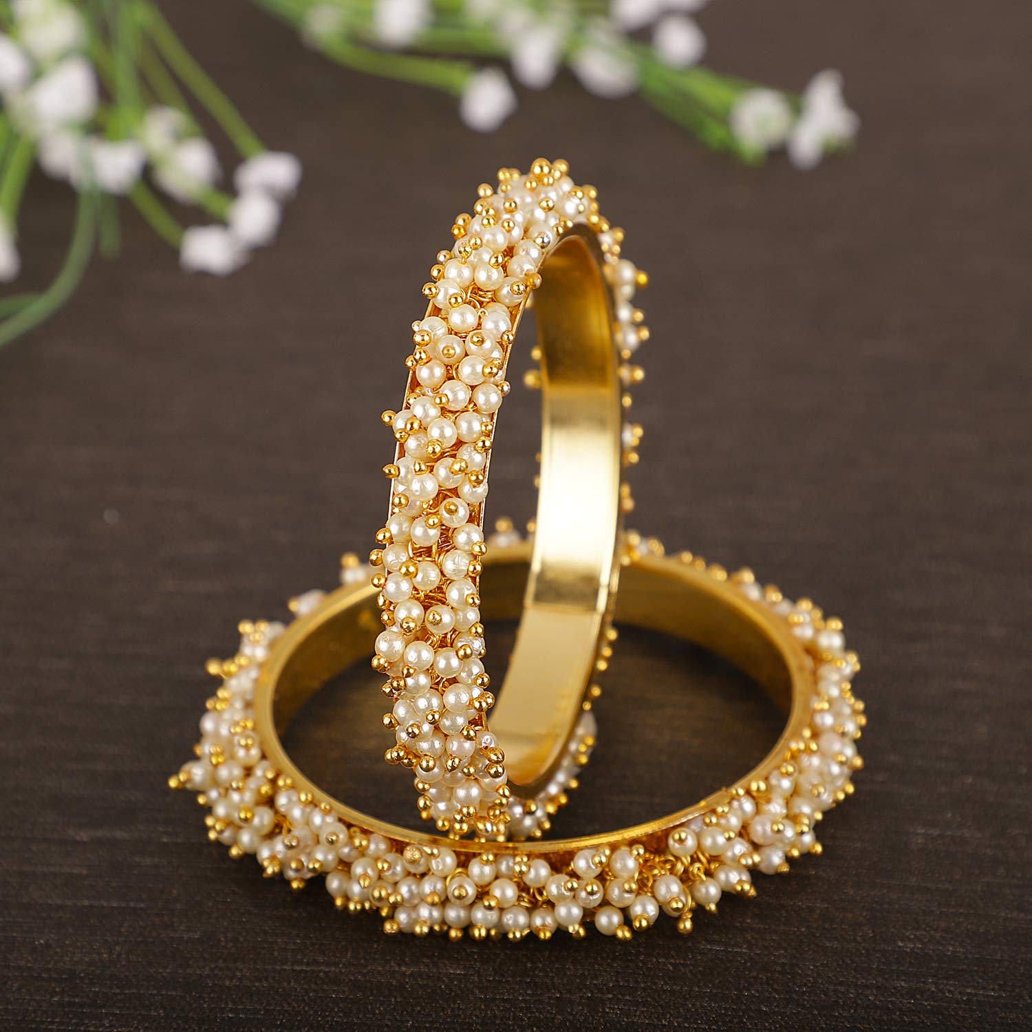 Elegant Pearl Bangles Set
