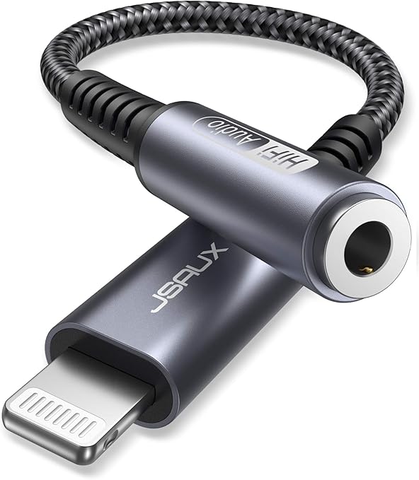 Headphone Adapter for iPhone, JSAUX【Apple MFi Certified】Lightning to 3