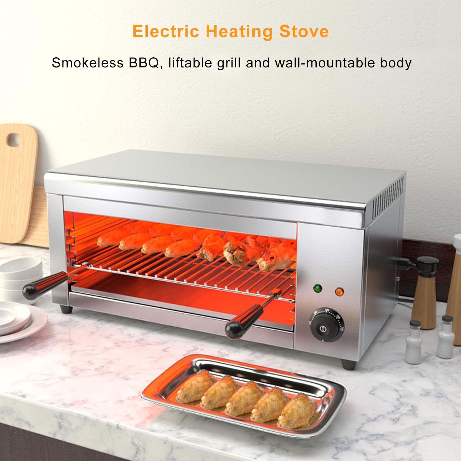 Salamandra Da Tavolo Elettrica - Cuoci-Bistecche In Acciaio Inox Da 2000 W, Macchina Sciogliformaggio Da Parete, Girarrosto Elettrico Per Barbecue - Doppia Spia Luminosa, Piastra Per Pesce E