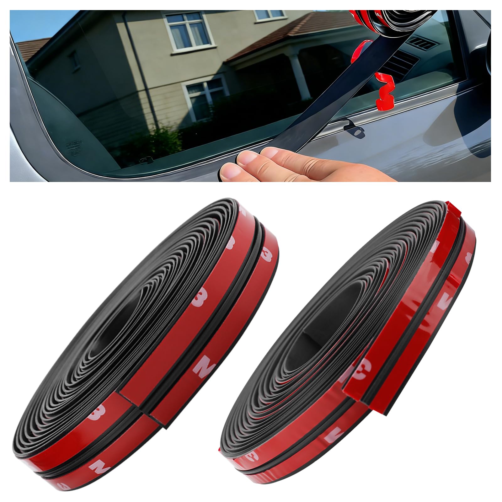 Vbgurr Black 26Ft Cuttable T-Shape Car Sunroof Cover Seal Rubber Trim, Adhesive Windshield Weather Stripping, Dust Proof Waterproof Car Seal Strip For Front Rear Windshield, Tailgate & Automotive Door Windows