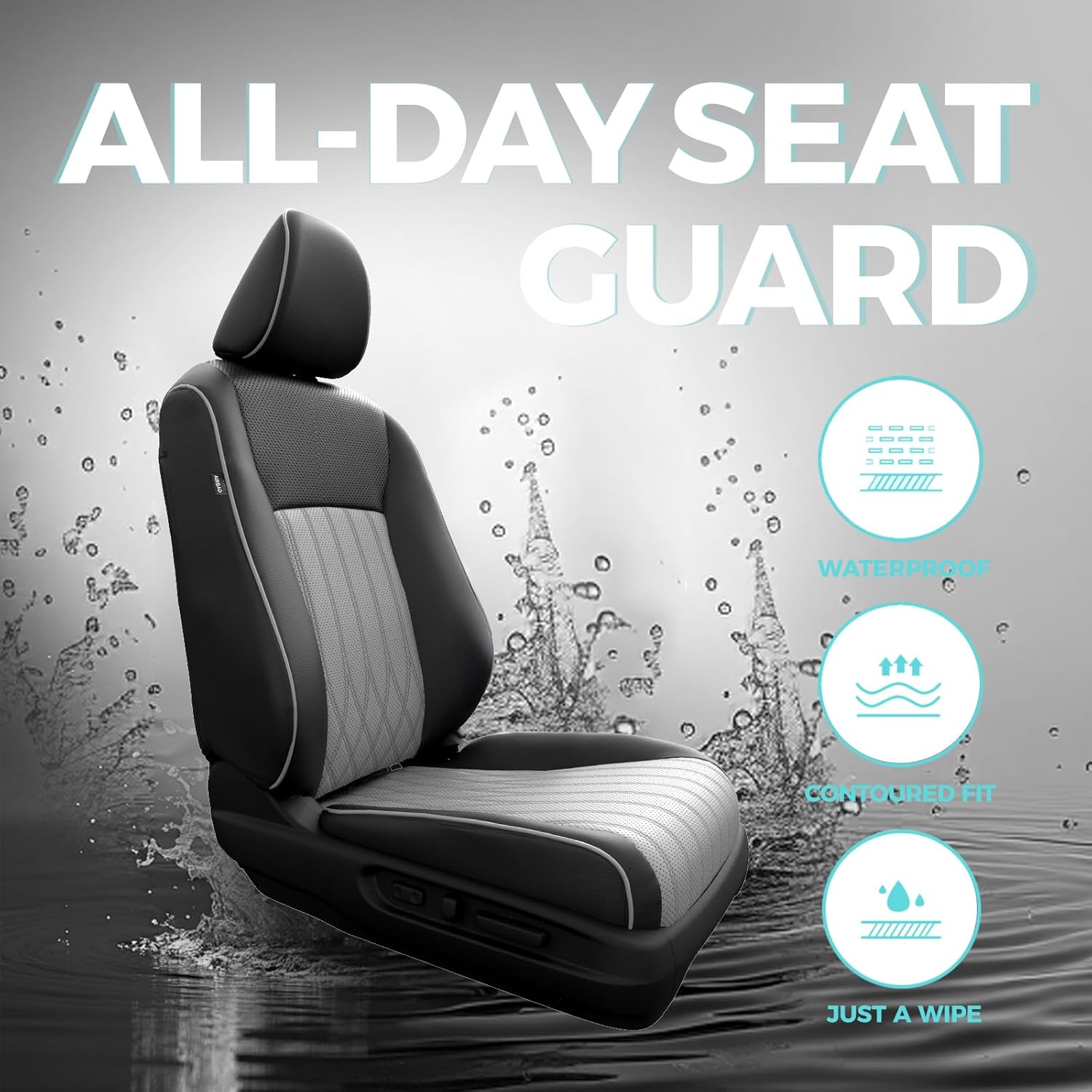 Customized for Honda Pilot Seat Covers Full Set, Custom Fit Pilot Elite 2016 2017 2018 2019 2020 2021 2022 -Three Rows 7 Seats, Waterproof Faux Leather Full Coverage (BlackGrey)