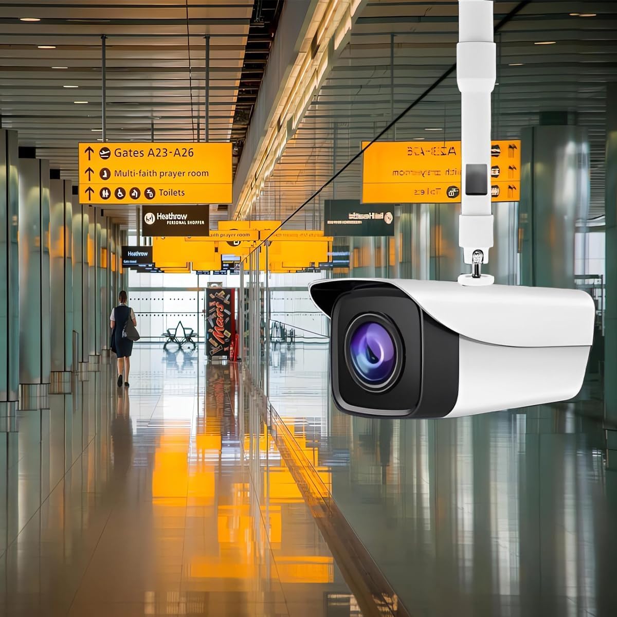 Soporte de Montaje Extensible para Cámaras Vigilancia Seguridad,30cm-60cm Ajustable Soporte de Montaje para cámara IP CCTV, Rotación de 360° Poste Montaje para Cámara de Vigilancia (Blanco)