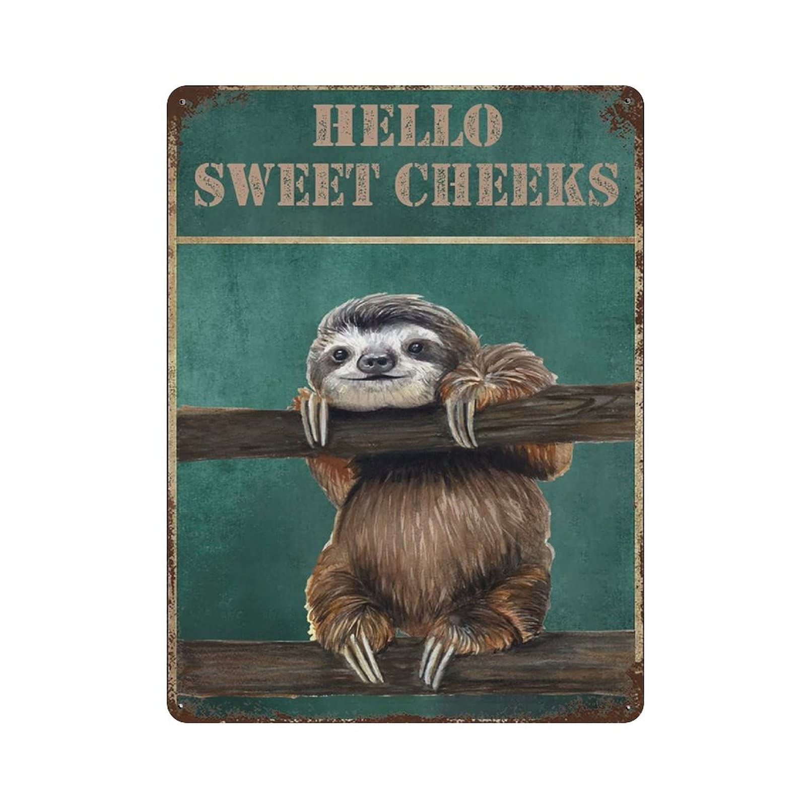 rayprint Metal Tin Sign Hello Sweet Cheeks Tin Sign Metal Aluminum Sign Vintage Wall Decor Retro Poster for Bars Restaurants Cafes Pubs Home Decoration 16"x12"