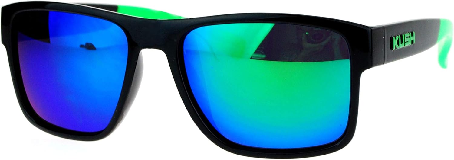 SA106 Kush Mens Color Mirror Rectangular Plastic Sport Sunglasses