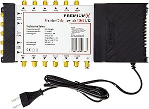 PremiumX PXMS 5/12 Multiswitch with Power Supply Multiswitch 1 SAT to 12 Subscribers Satellite Splitter Digital HDTV FullHD 4K UHD 8K