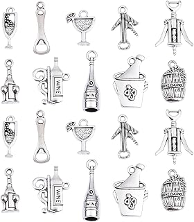 KitBeads 100pcs Alloy Wine Charms for Jewelry Making - Champagne Cocktail Goblet Tibetan Alcohol Charms for Bracelets