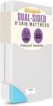 Sleepah 6 Crib & Toddler Bed Mattress Dual Sided Cooling Memory Foam Waterproof Washable Breathable Soft Cotton Fabric CertiPUR Firm Baby Mattresses - for Baby & Toddlers Pink