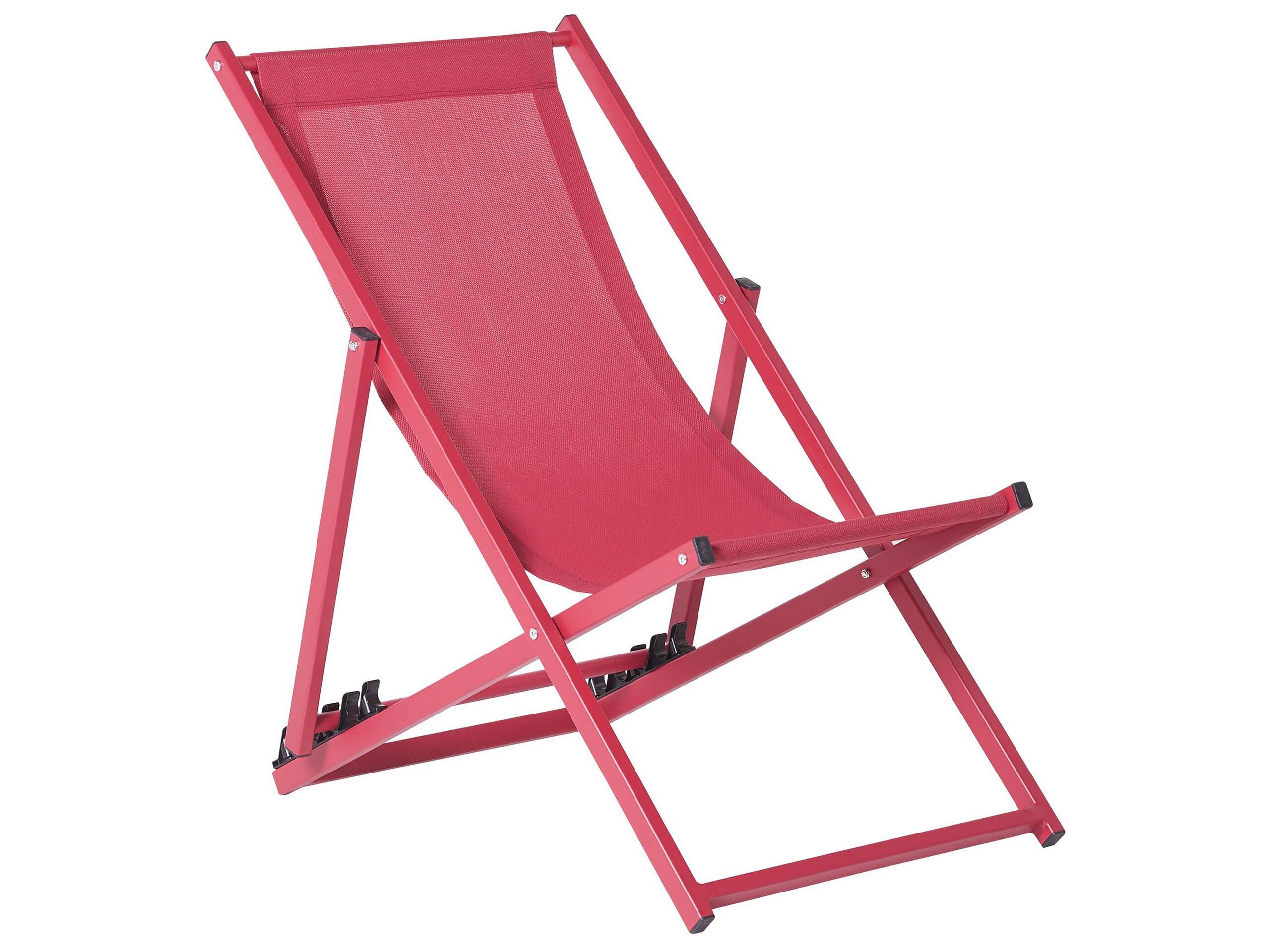 Tumbona de jardín roja marco aluminio plegable respaldo ajustable aire libre Locri