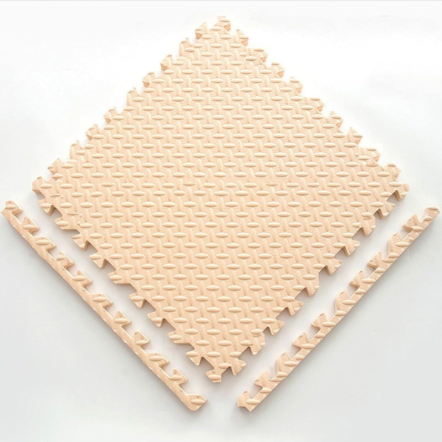 2.5cm Thickned Interlocking Playmats Floor Gyms Puzzles Foam Mat，Easy DIY Installation Crawling Mat(Off-White,60x60x2.5cm)