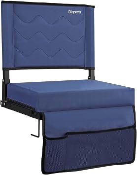 Stadium Seats for Bleachers with Back Support, Bleacher Chairs with Back and Cushion,Bleacher Seats Portable Stadium Seats Thick Padded Folding Chair Comfort for Sports Events,Navy Blue