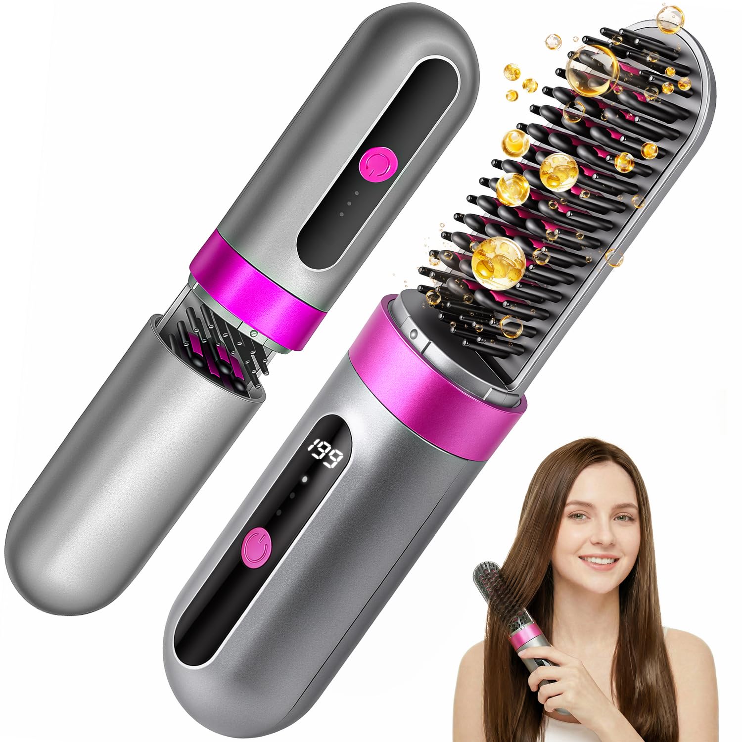 Cordless Hair Straightener, Portable Travel Ionic Hair Straightening Brush