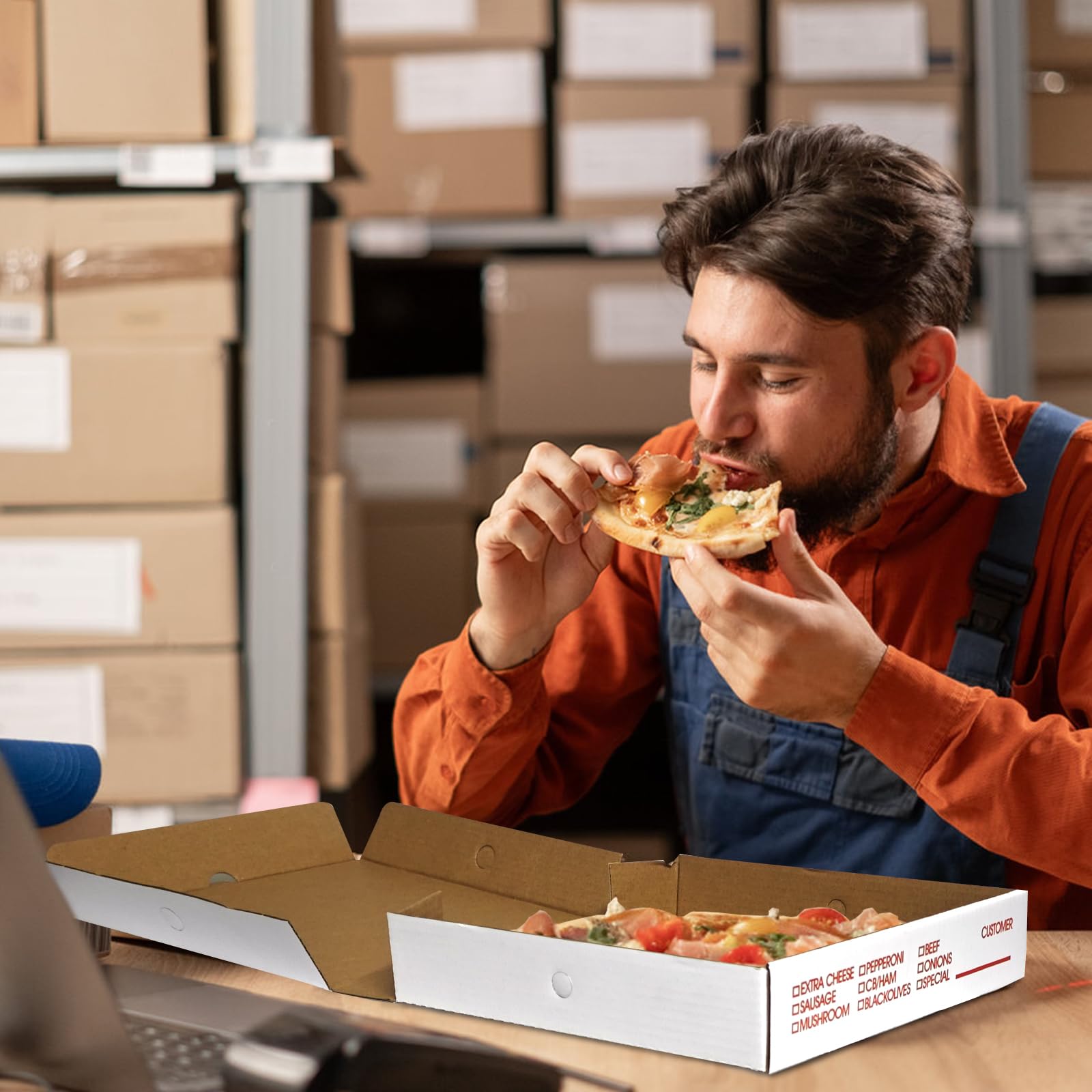 15 cajas de pizza corrugadas de papel kraft blanco de 8.4 x 8.4 x 1.7 pulgadas, cajas de almacenamiento ventiladas para llevar, adecuadas para cajas de pizza personales
