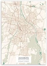 Murrano Poster Wall Pictures Decorative Living Room – Cities – for Self-Assembly with a Magnet – Metal – Vintage – Augsburg – 45 x 32 cm