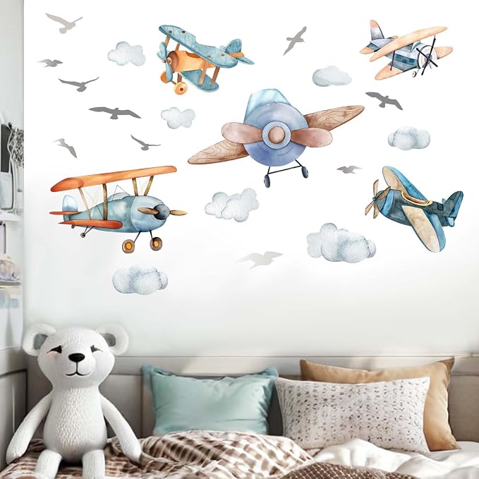 Vinilos decorativos de aviones para pared habitación infantil miniatura 3
