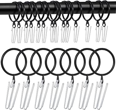 60 Pcs Metal Curtain Rings with Pin 4 Prongs Pinch Pleat Curtain Hooks, 38mm Hook Belt Curtain Rings for Drapes for Window Door Shower Curtain