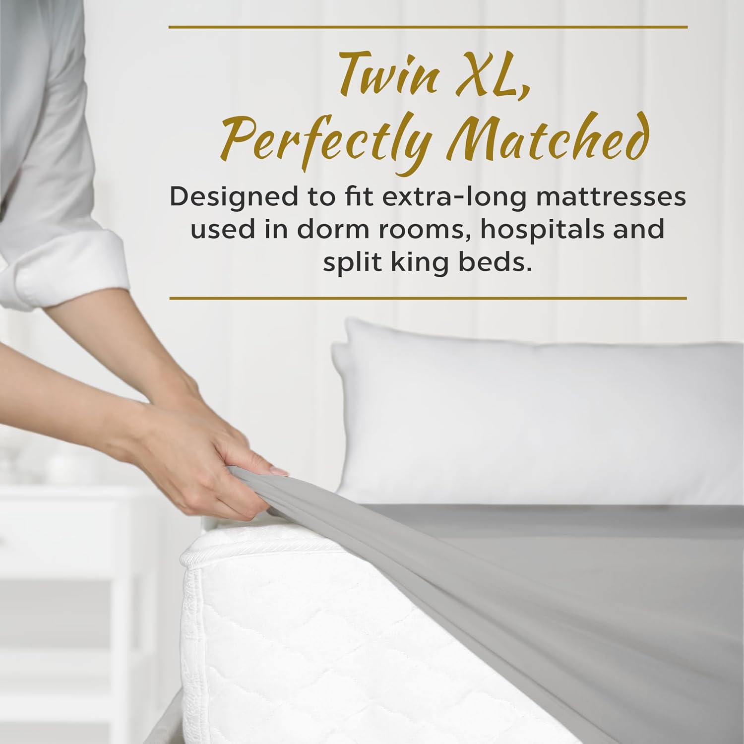 Micro Fiber 2 Twin XL Fitted Bed Sheets (2-Pack) 1800 Ultra Soft and Comfy - 15" Deep Pocket, 39" x 80" Great for Dorm Room, Hospital & Split King Dual Adjustable Beds (Twin XL, Light Gray)