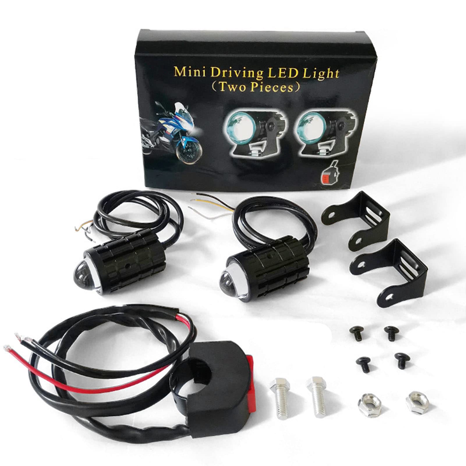 Faretto per Motocicletta Faro di Guida a LED IP67 Impermeabile Abbagliante Anabbagliante Doppio Colore Lunga Durata con Interruttore Sul Manubrio per SUV per UTV