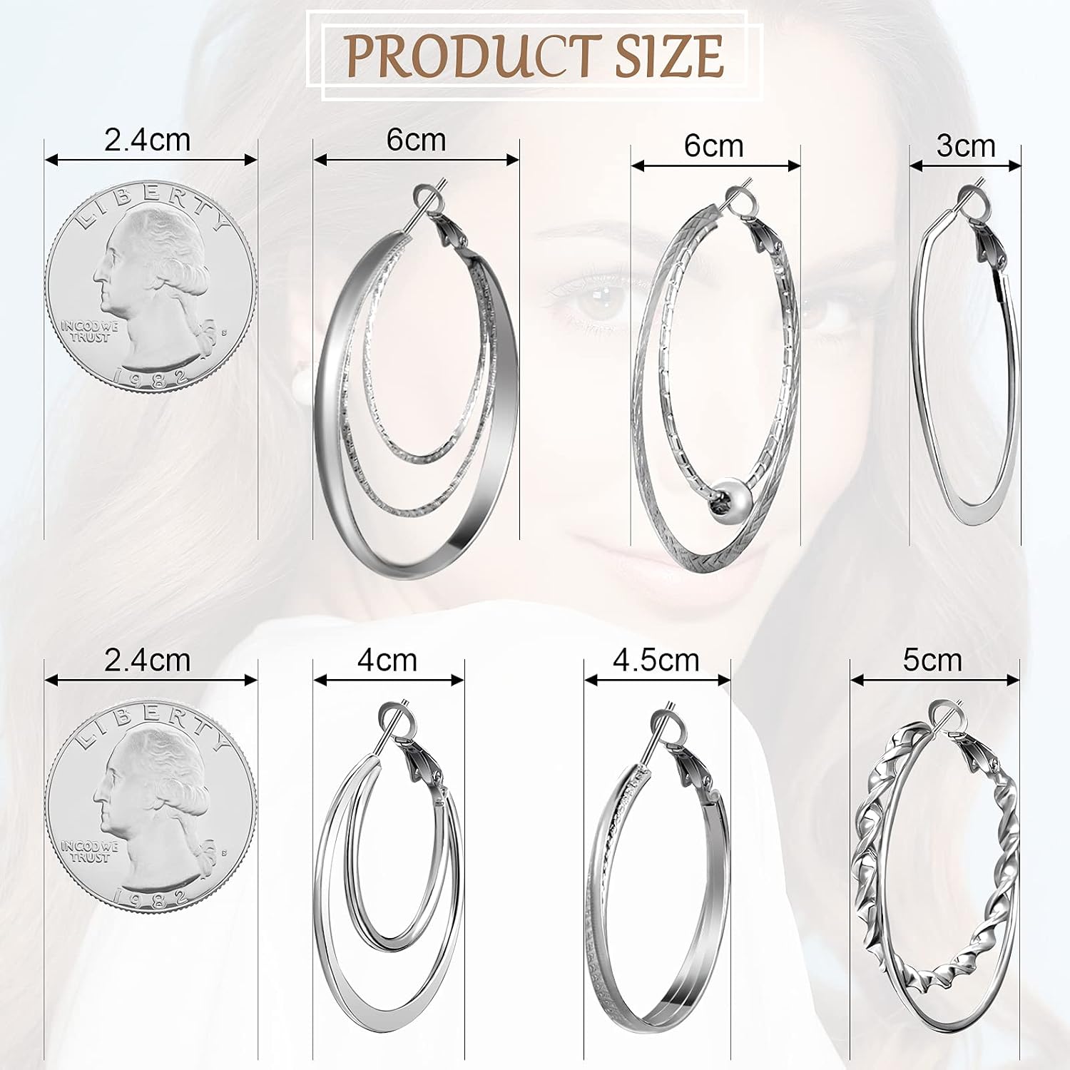 Kigeli 12 Pairs Hoop Earrings for Women Multipack Silver Gold Stainless Steel Lightweight Hoop Earrings Set for Girls