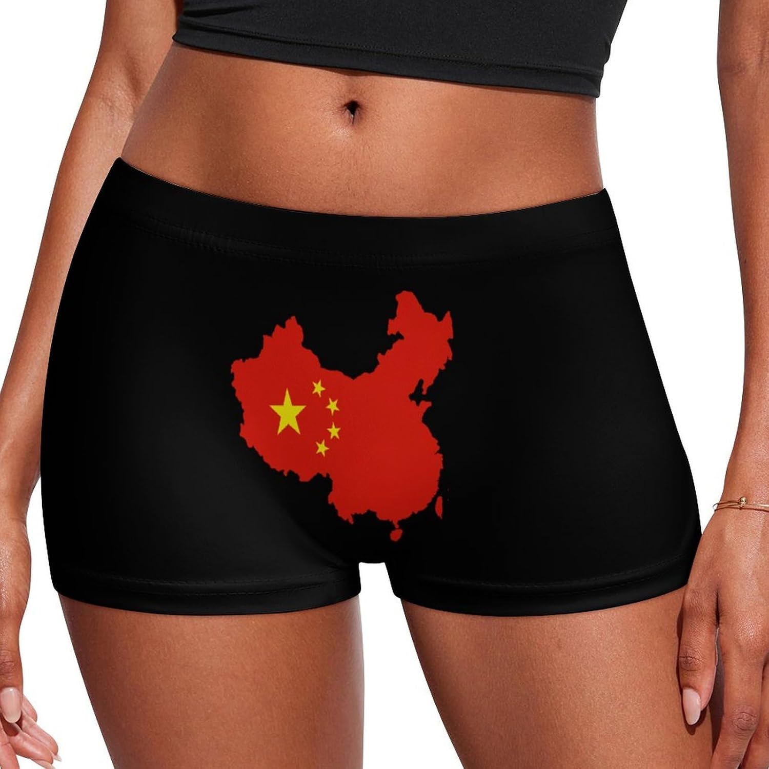 China Map Flag Funny Women's Boxer Briefs Breathable Underpants Trunks Stretch Underwear