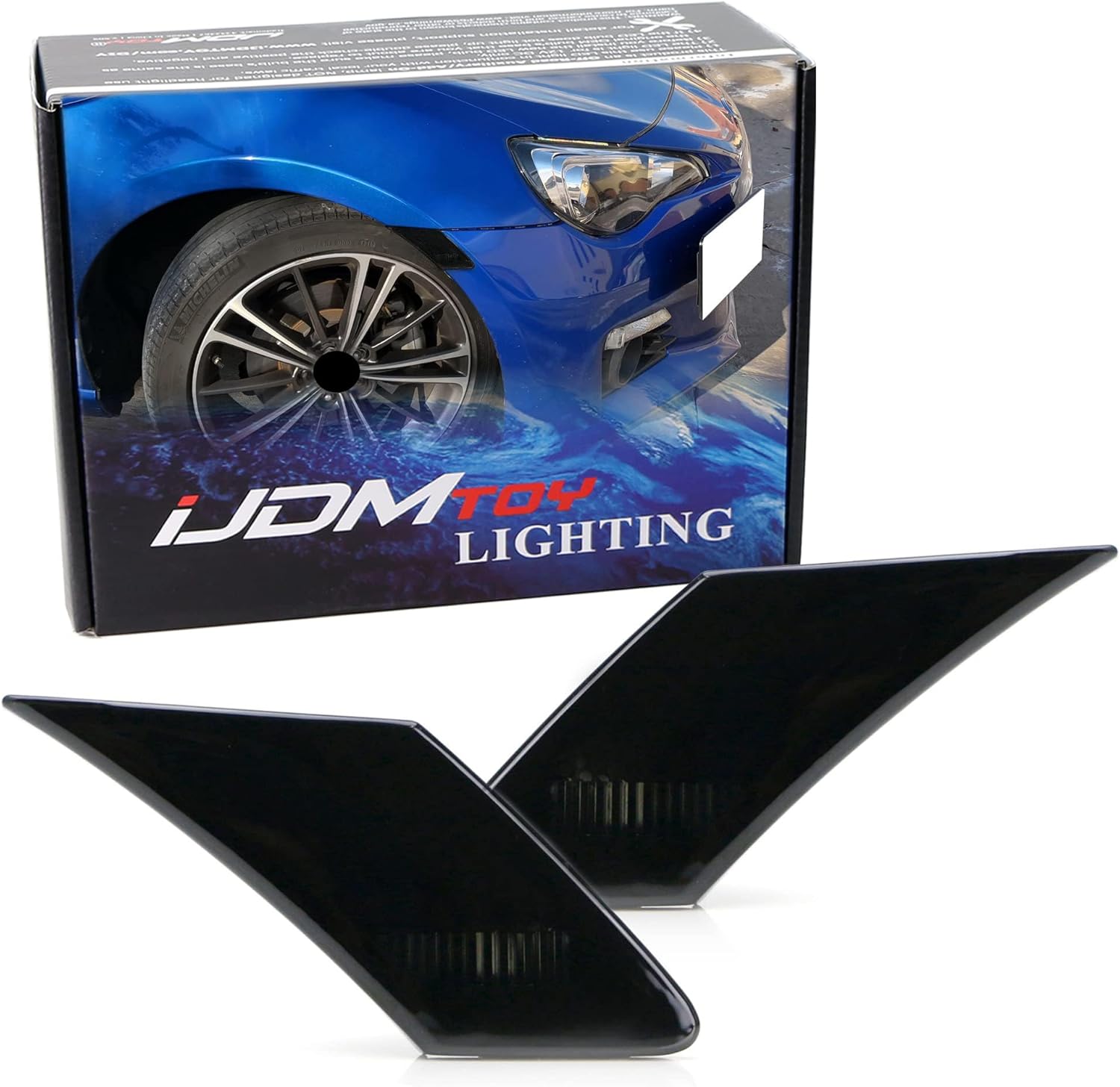 iJDMTOY Smoked Lens Front Side Marker Lamp Housings, Compatible With 2013-2021 Subaru BRZ, 2013-16 Scion FR-S, 2017-2021 Toyota GT 86, Replace OEM Amber Sidemarkers