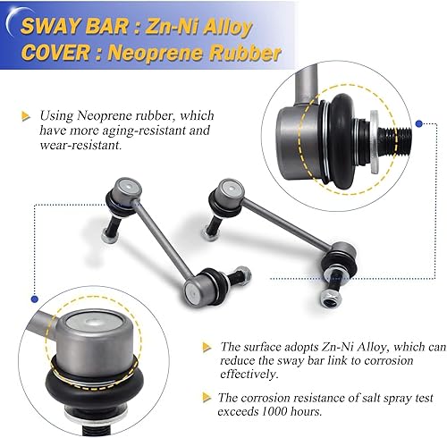 Vista 182 de Varillas de barra estabilizadora delantera izquierda y derecha de aleación de zinc-níquel de 13.82 pulgadas para Sonata 2011-2012, Optima 2011-2012
