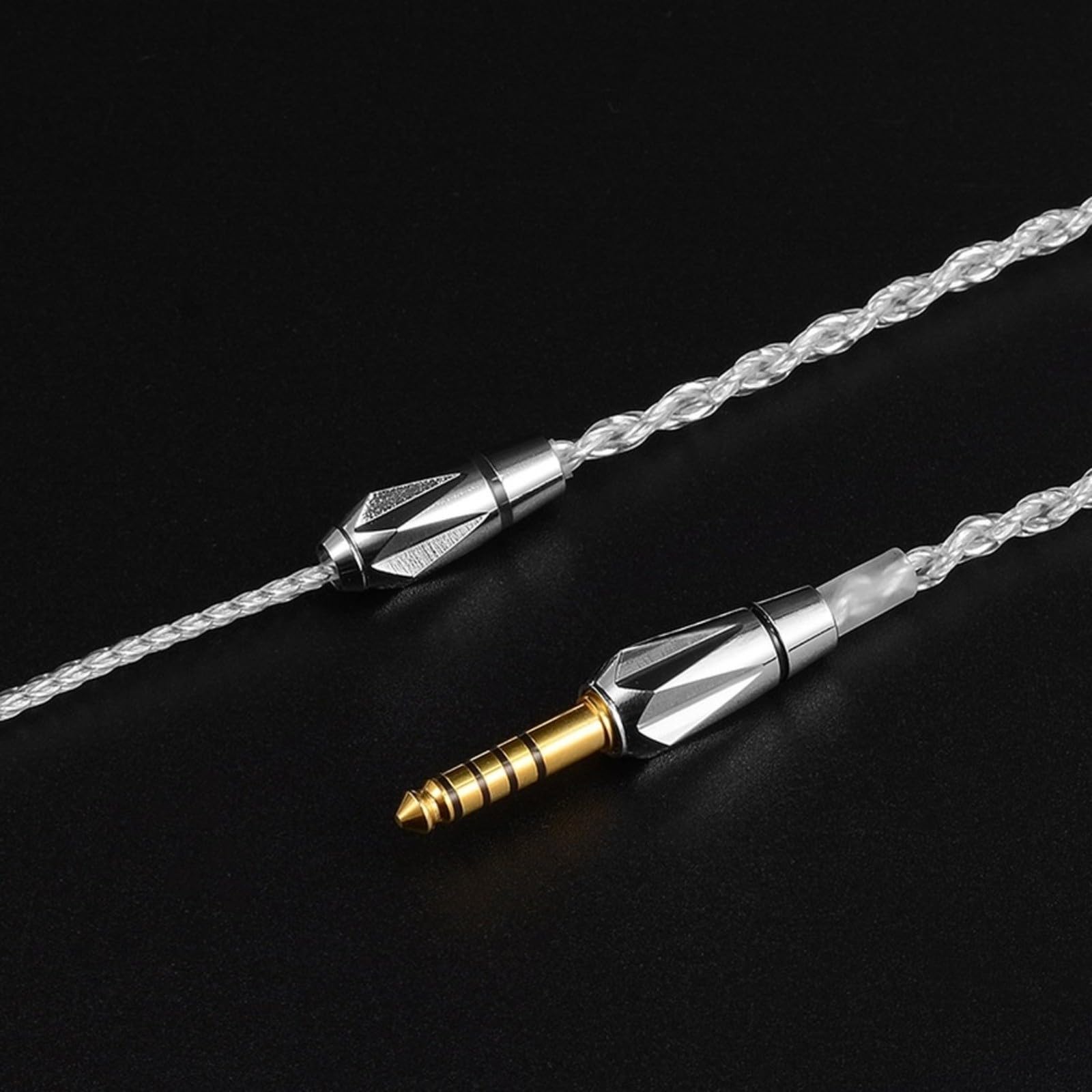 Cable de audio equilibrado de cobre chapado en plata, conector de 2 pines de 0,78 mm, diseño trenzado de 4 hebras con actualización de auriculares HiFi de 3,5 mm y 4,4 mm (4,4 mm)