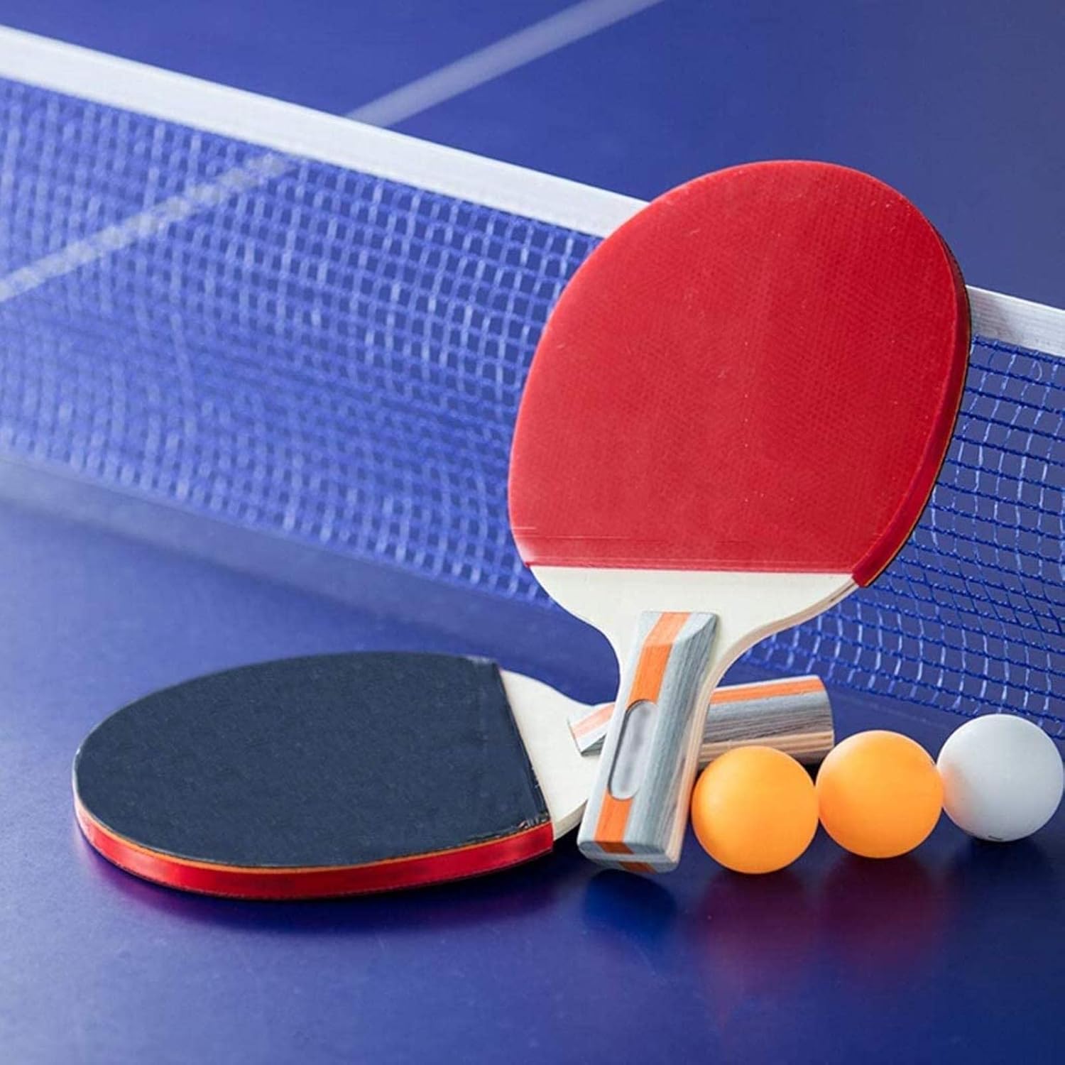 Ping Pong Paddle Double Racket with 3 Balls for All Ages Suitable for Family Leisure Entertainment Game Table Tennis Racket Table Tennis Paddle Set (Color : Black Red)