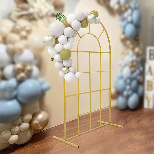Miniatura 8 de Arcos de boda de metal dorado de 3.9 x 6.5 pies de ancho x 6.5 pies de alto para ceremonia, soporte de arco de hierro para arco de globos para