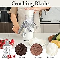 Vista 3 de Cambom Rallador de queso giratorio 5 en 1, triturador de queso de manivela para queso fresco, verduras, nueces, base de succión antideslizante