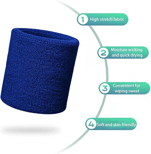 Miniatura 10 de Fecawd Muñequeras para hombres y mujeres, transpirables, para tenis, banda absorbente para sudor, multiusos, para baloncesto, correr, gimnasio,
