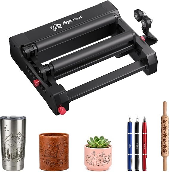 Algolaser Laser Engraver Rotary Roller - Y-axis Rotary Roller for Laser Engraver - 360 Adjustable Rotary Roller for Cylindrical Objects Tumblers,Bottle with for Alpha/DIY KIT Laser Engraver