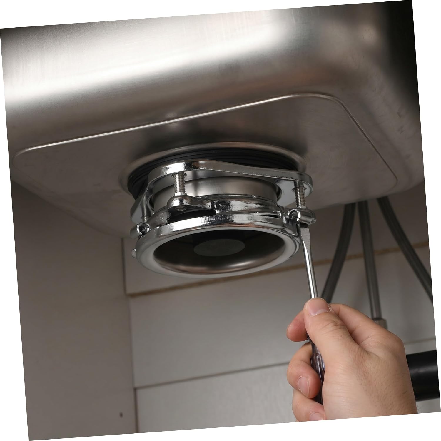 Garbage Disposal Easy Installation Stainless Steel Sink Flange Kit with Stopper and Splash Guard, Three Bolt Mount Reliable Performance for Kitchen Sink and Food Waste Disposer