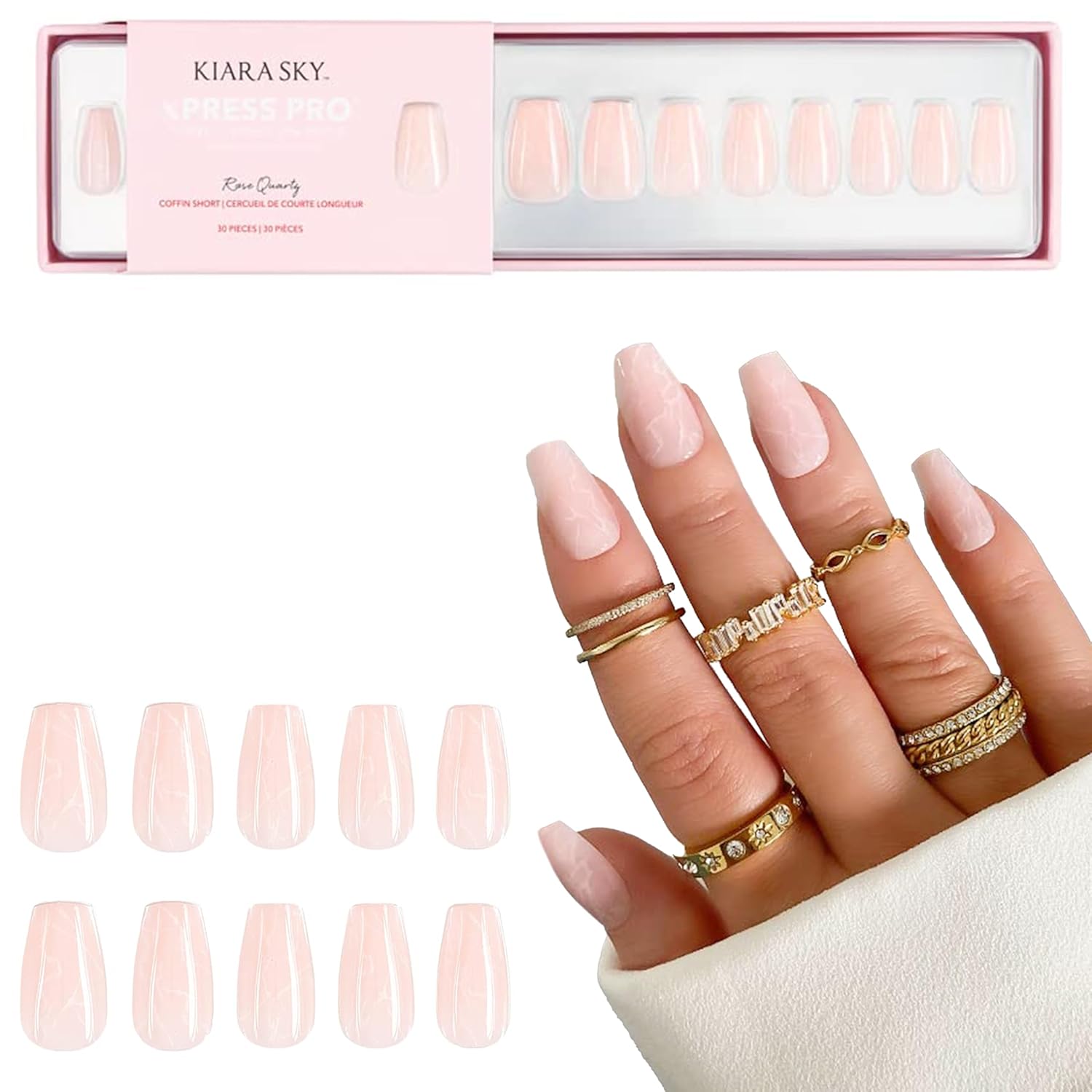 KIARA SKY PROFESSIONAL NAILS XPRESS PRO 100% ACRYLIC PRESS ON NAILS (Rose Quartz)
