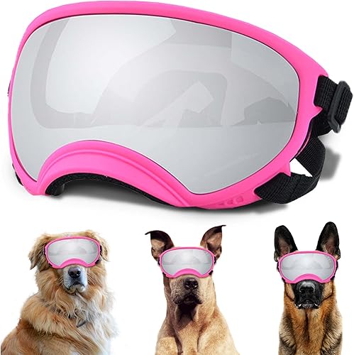 Gafas de sol grandes para perros con correa ajustable, protección UV, gafas de sol para perros y cachorros, adecuados para perros medianos,