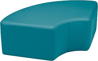 Sprogs 12" H Structured Quarter Round Stool -Flexible Modular Collaborative Soft Seating for Office, Home, Lounge and School Classrooms with Durable Frame & Set of 6” Legs Add-on -Teal
